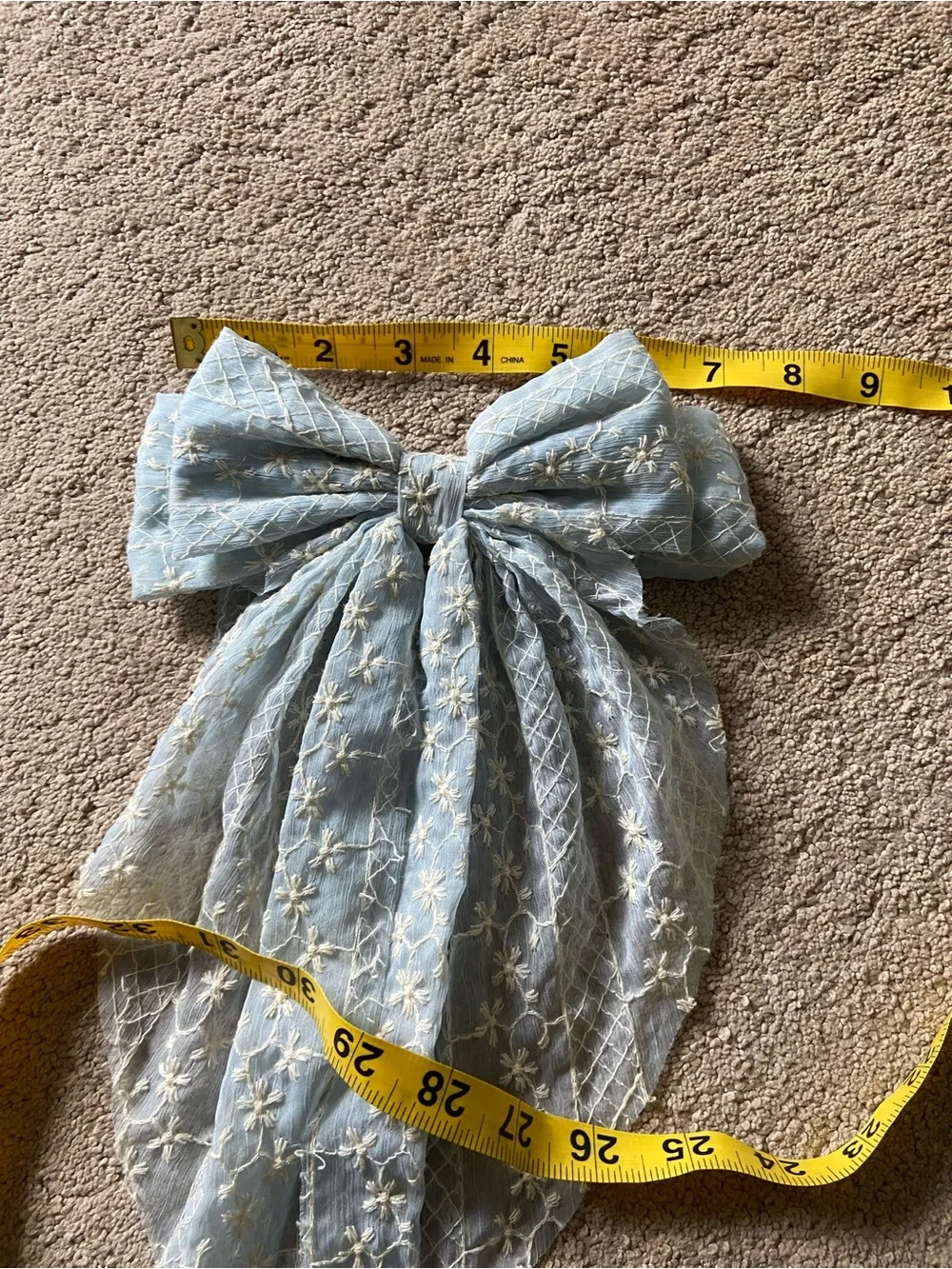 Altard State Light Blue Embroidered Lace big hair bow